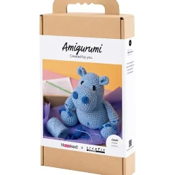 DIY Kit Amigurumi, Flodhest, blå, lys blå, 1 pk.
