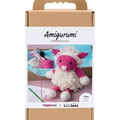 DIY Kit Amigurumi, Får, pink, off hvid, 1 pk.