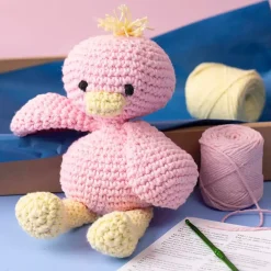DIY Kit Amigurumi, Ælling, lys pink, lys gul, 1 pk.