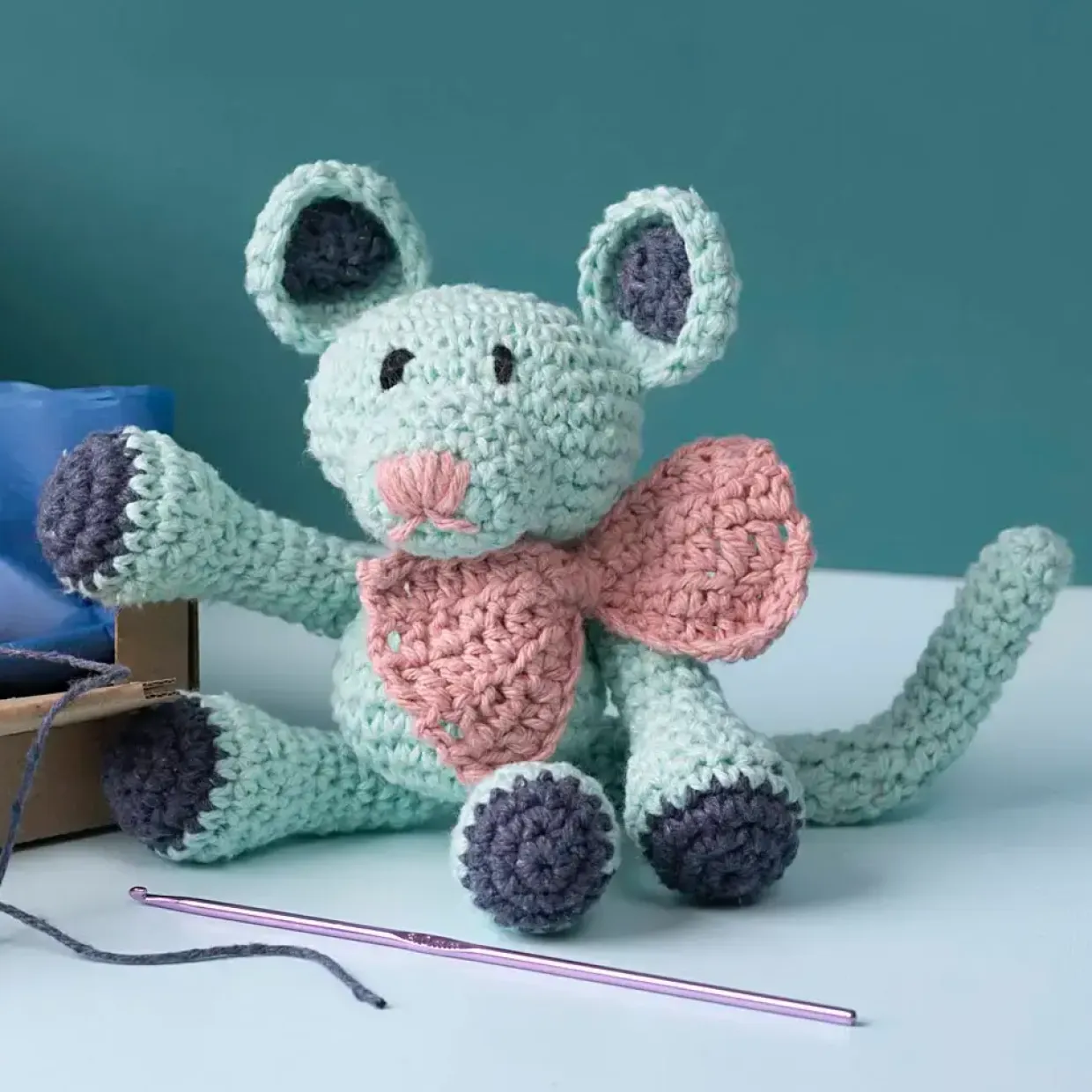 DIY Kit Amigurumi, Mus, mint, 1 pk.