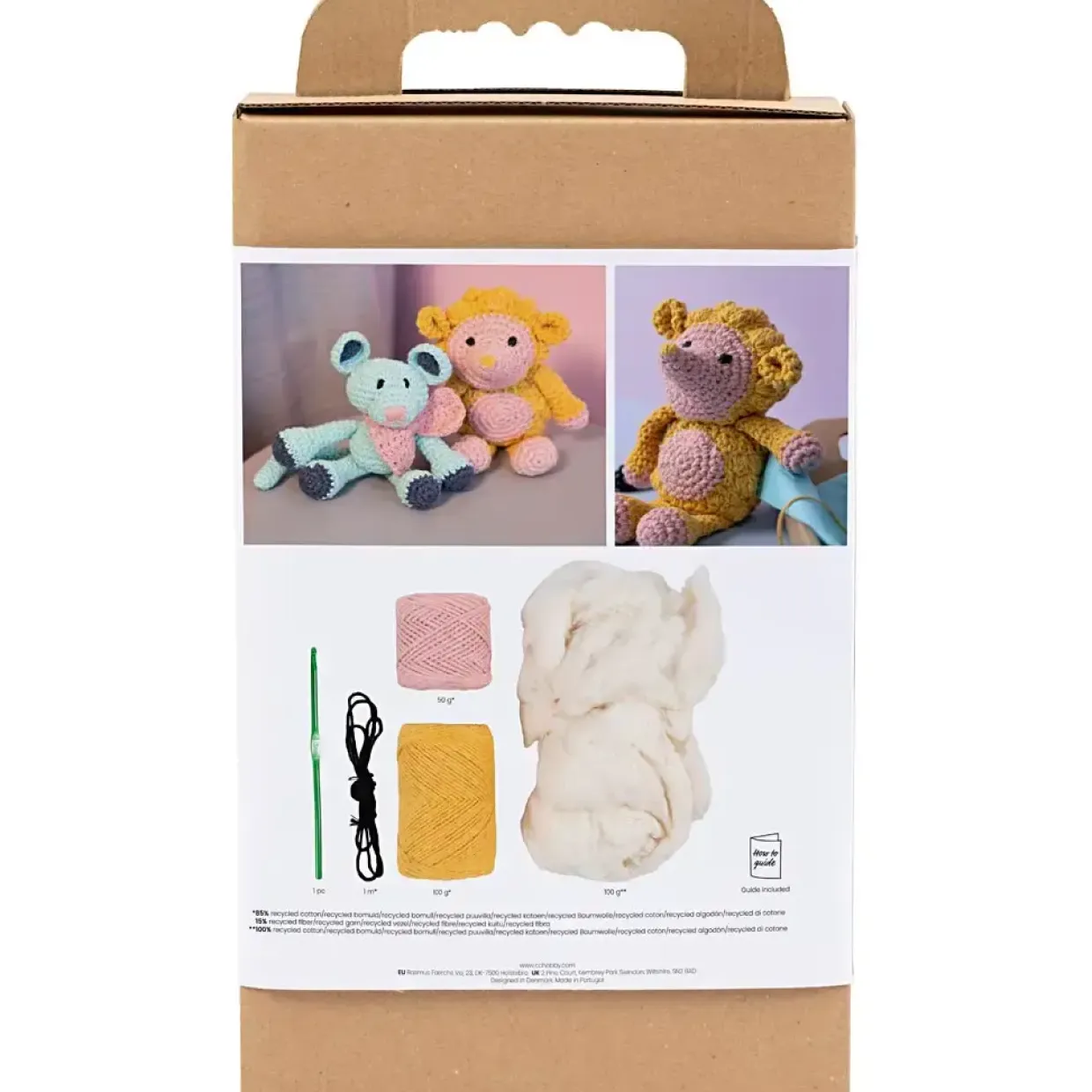 DIY Kit Amigurumi, Pindsvin, lys rosa, varm gul, 1 pk.