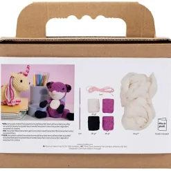 DIY Kit Amigurumi, Ræv, sort, blomme, 1 pk.