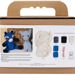 DIY Kit Amigurumi, Vaskebjørn, sort, blå, 1 pk.