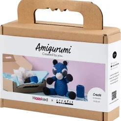 DIY Kit Amigurumi, Vaskebjørn, sort, blå, 1 pk.