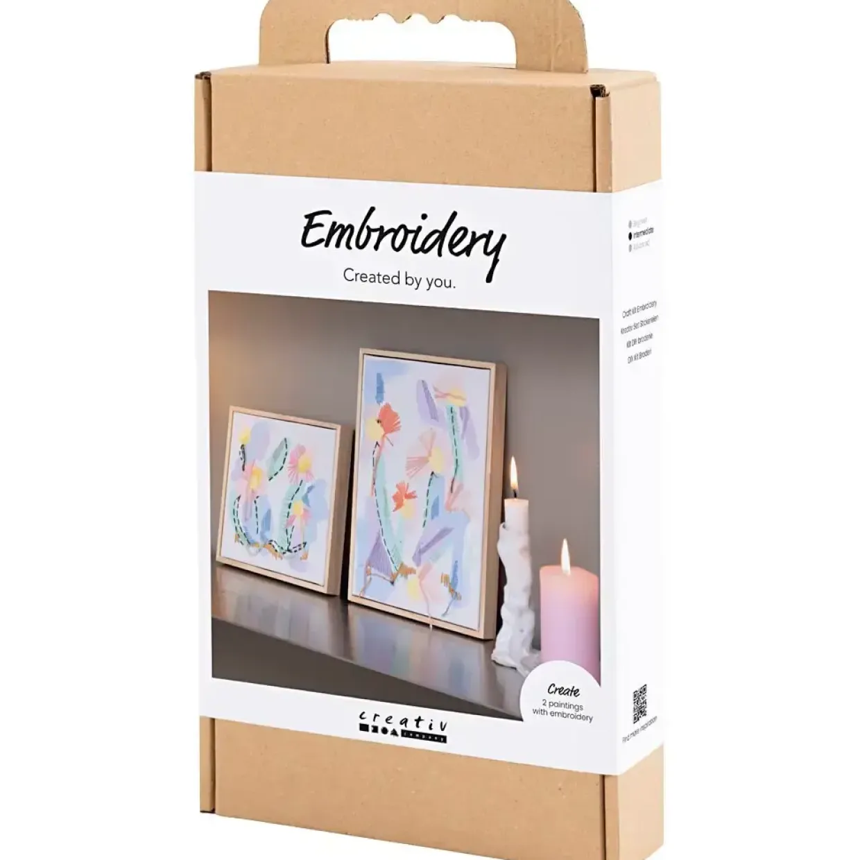 DIY Kit Broderi, Billeder, pastelfarver, 1 pk.