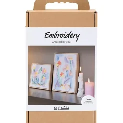 DIY Kit Broderi, Billeder, pastelfarver, 1 pk.