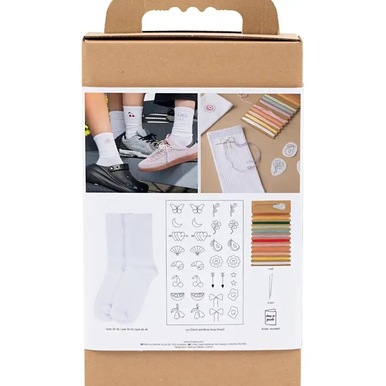 DIY Kit Broderi | strømper, hvid | 1 pk.
