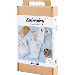 DIY Kit Broderi | strømper, hvid | 1 pk.