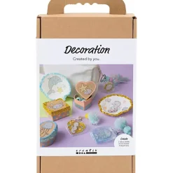 DIY Kit Dekoration, Æsker, muslingeskaller, nøgleringe, pastelfarver, 1 pk.
