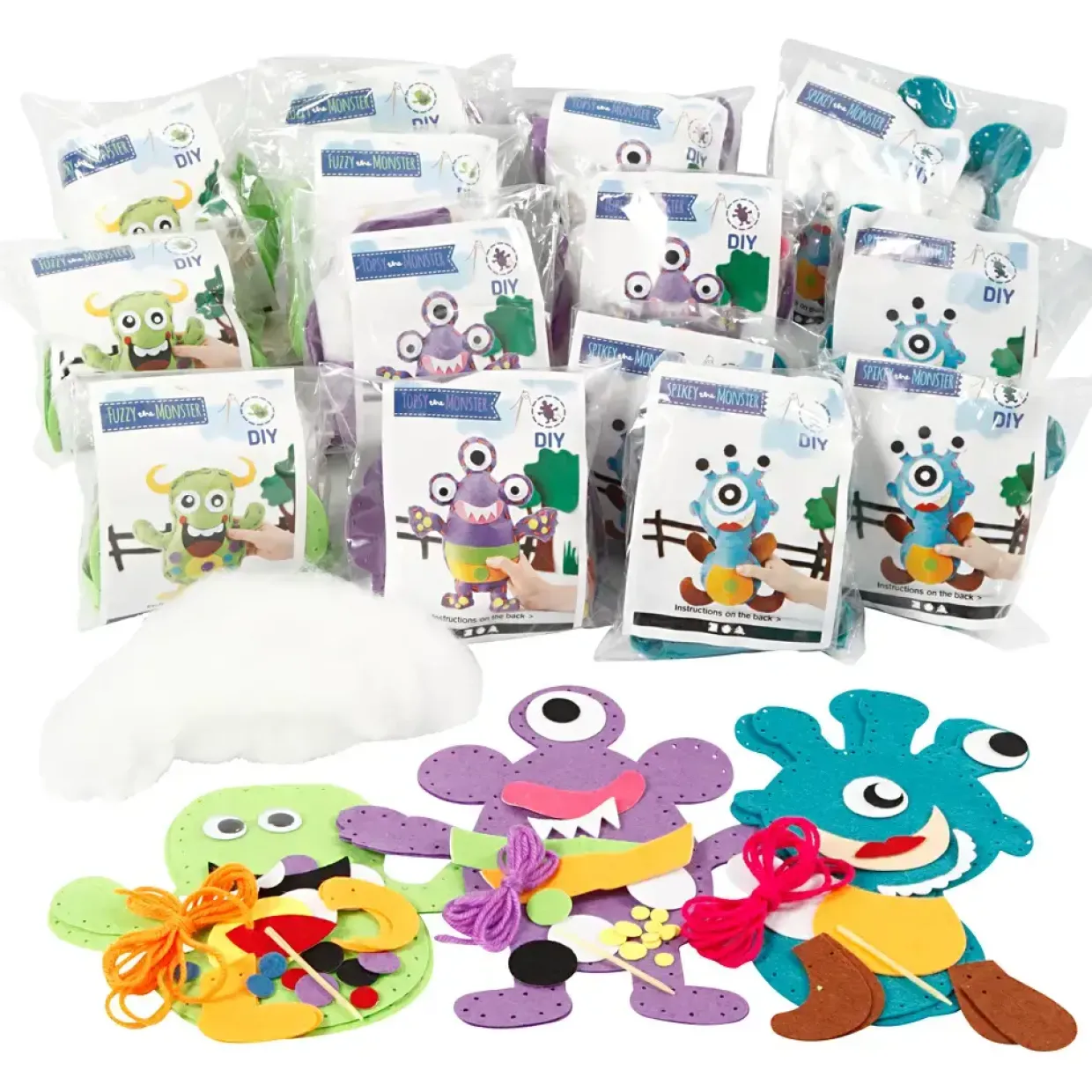 Diy kit Funny Friends filtdyr - 18 sæt