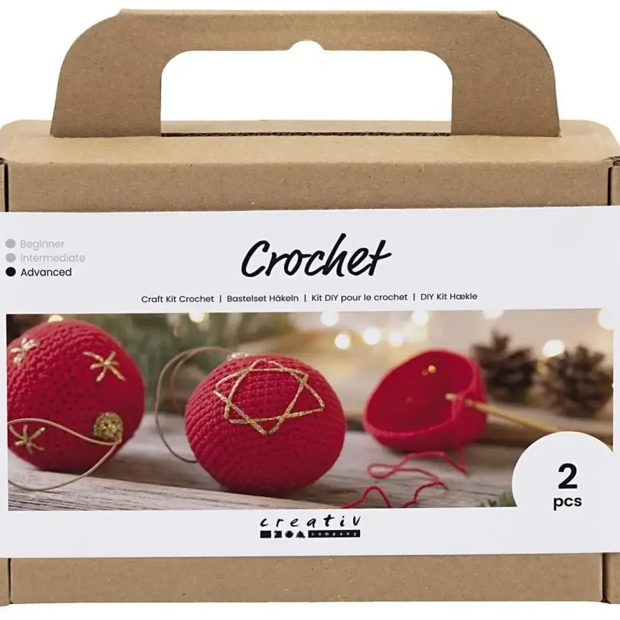 DIY Kit Hækle bløde julekugler, rød