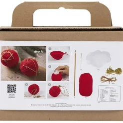 DIY Kit Hækle bløde julekugler, rød