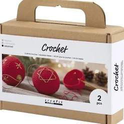 DIY Kit Hækle bløde julekugler, rød