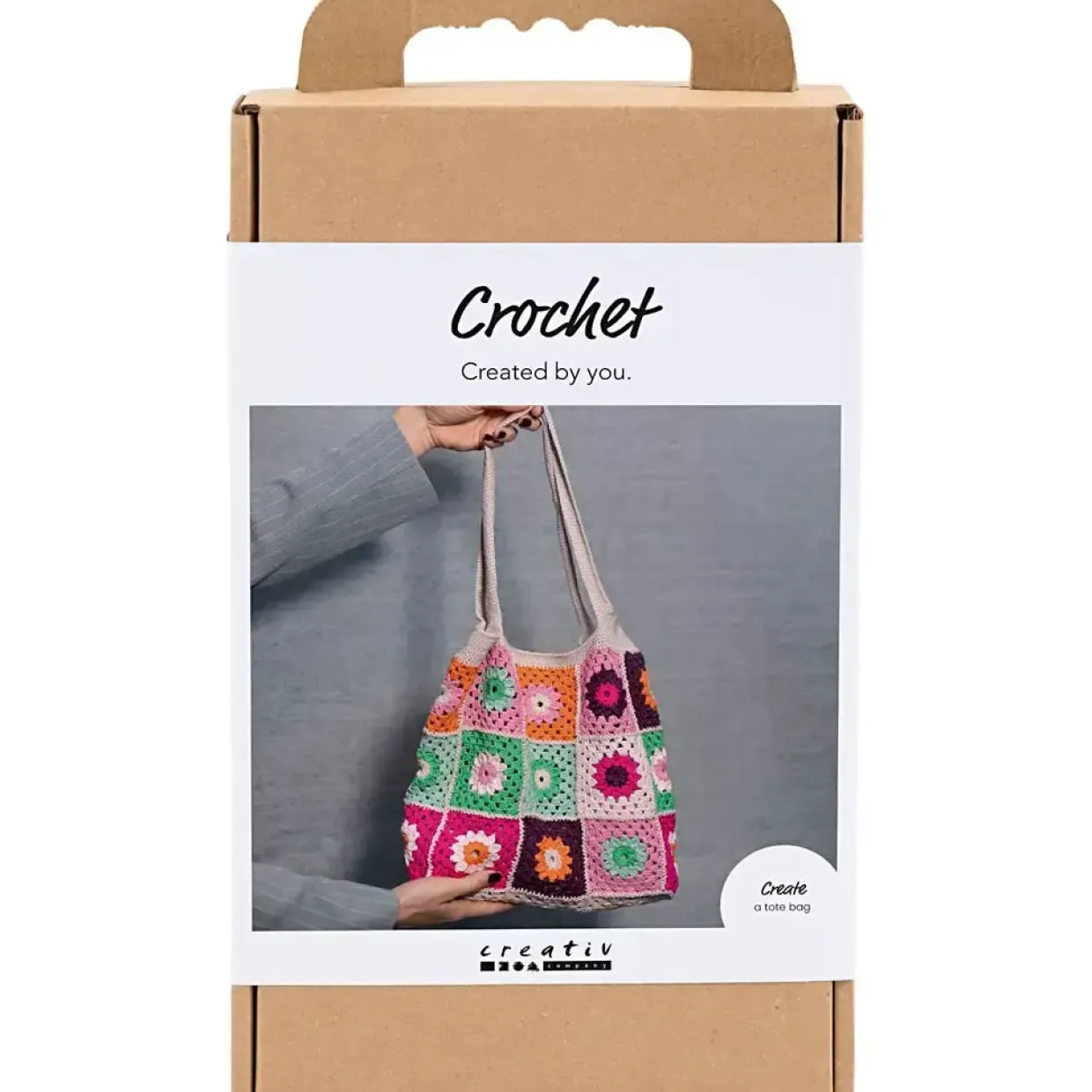 DIY Kit Hækle | Taske, colorful, crème | 1 pk.