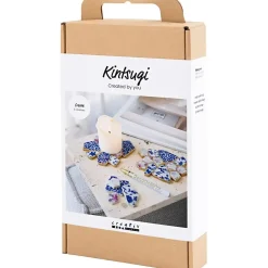 DIY Kit Kintsugi, Coasters, blå, guld, lys rød, hvid - 1 pk