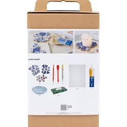 DIY Kit Kintsugi, Coasters, blå, guld, lys rød, hvid - 1 pk