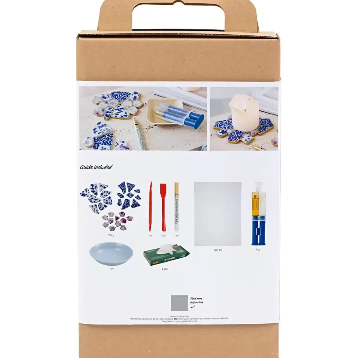 DIY Kit Kintsugi, Coasters, blå, guld, lys rød, hvid - 1 pk