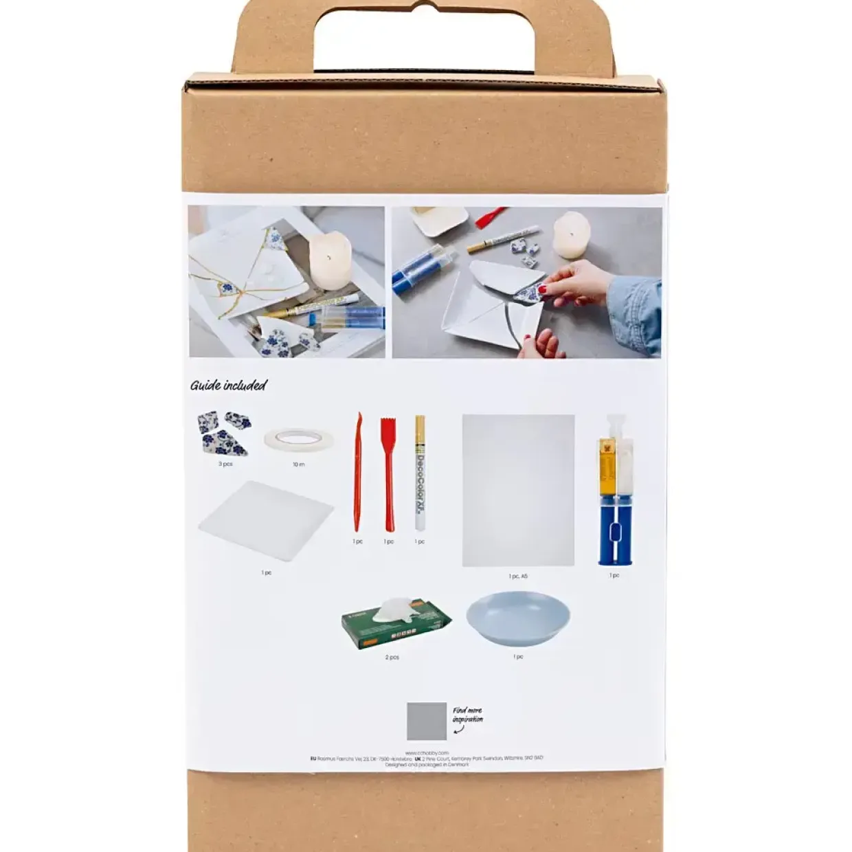 DIY Kit Kintsugi, Fad, blå, guld, hvid - 1 pk