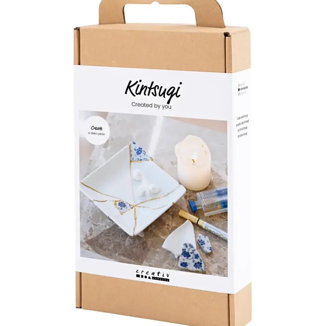 DIY Kit Kintsugi, Fad, blå, guld, hvid - 1 pk