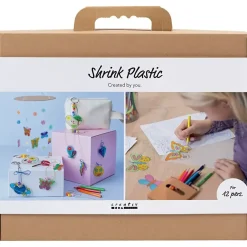 DIY Kit Krympeplast - til 12 pers, Uro, halskæde, armbånd, nøgleringe, ass. farver, 1 pk.