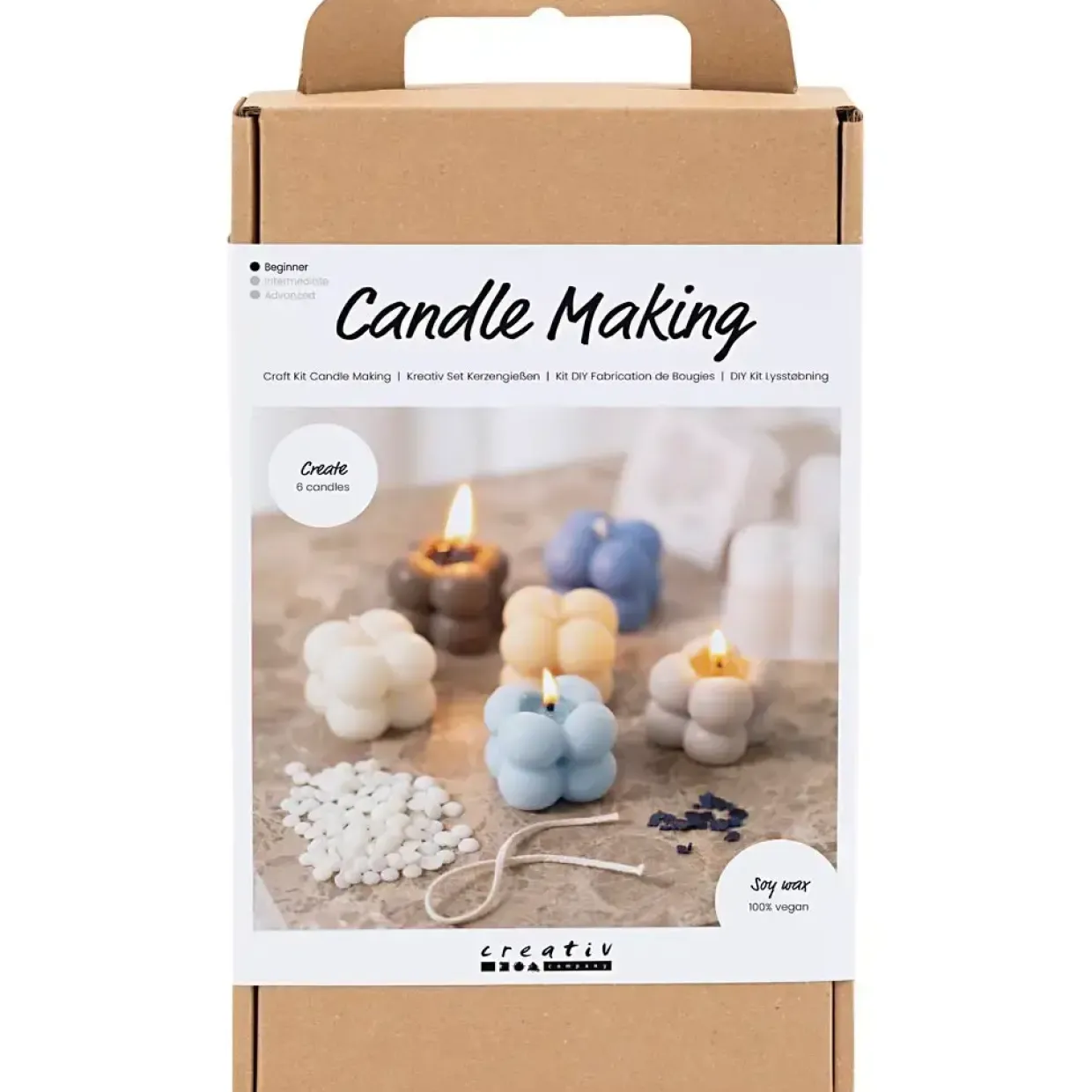 DIY Kit Lysstøbning - Bubble soyalys - mix farver - 6 stk