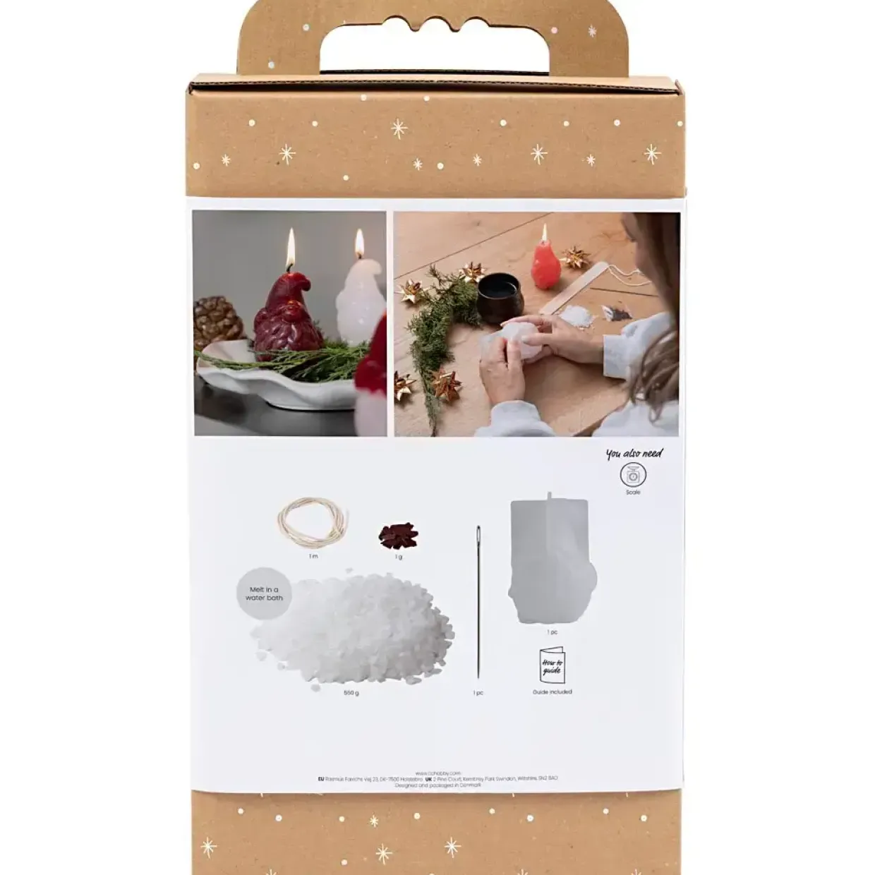 DIY Kit Lysstøbning, Julemand, mat transparent, rød, 1 pk.