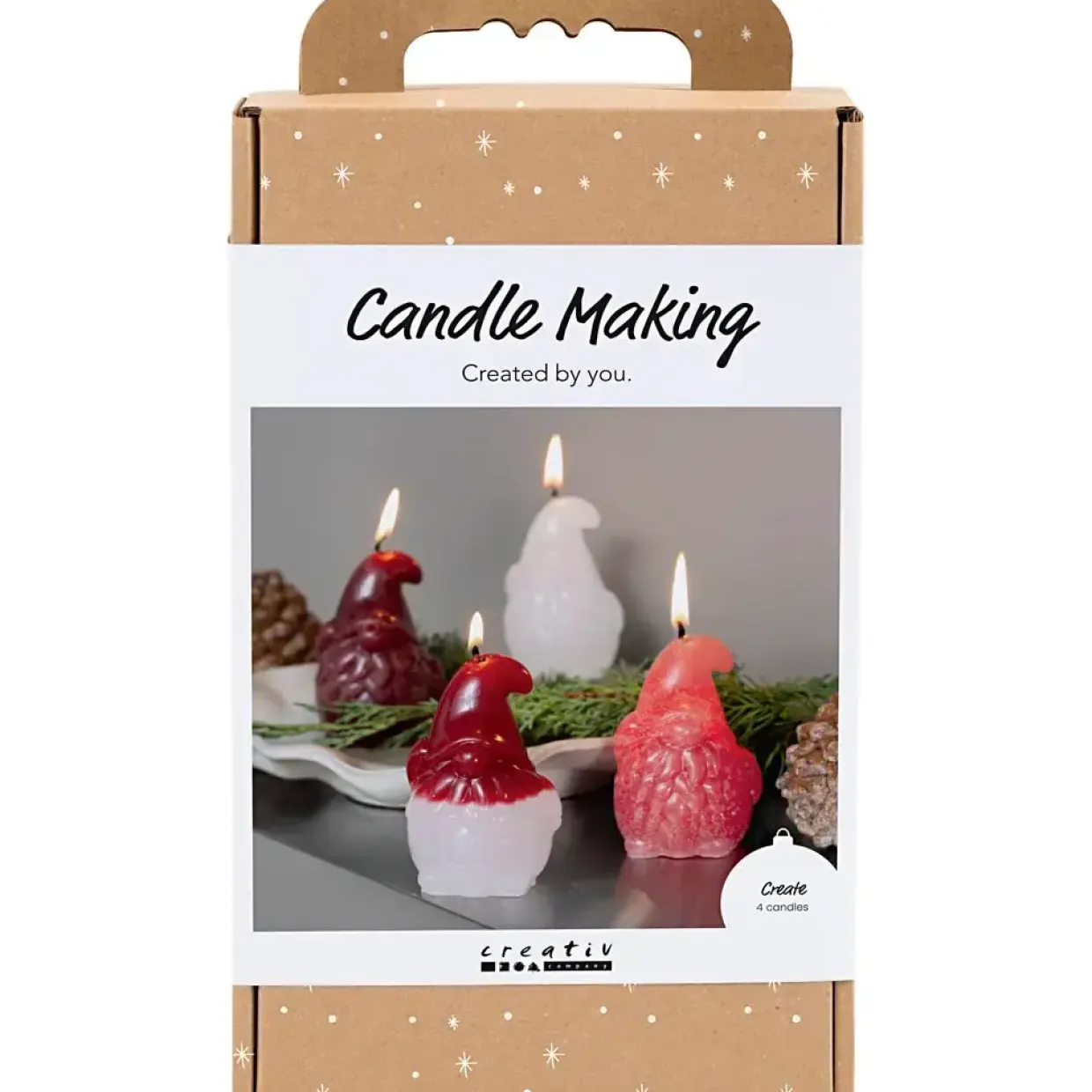 DIY Kit Lysstøbning, Julemand, mat transparent, rød, 1 pk.