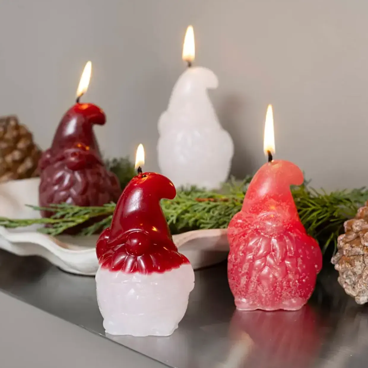 DIY Kit Lysstøbning, Julemand, mat transparent, rød, 1 pk.