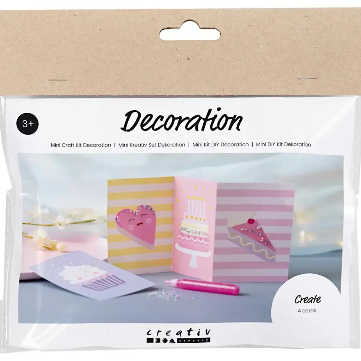 DIY Kit Mini Dekoration Kager pastelgul, pastellilla, pastelpink