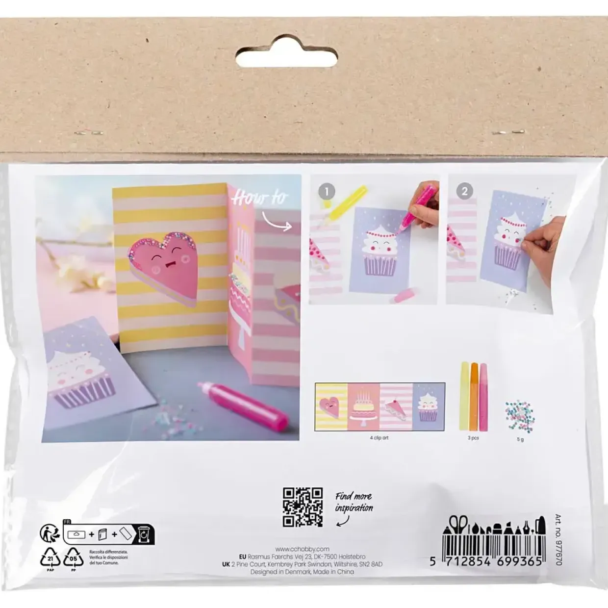 DIY Kit Mini Dekoration Kager pastelgul, pastellilla, pastelpink