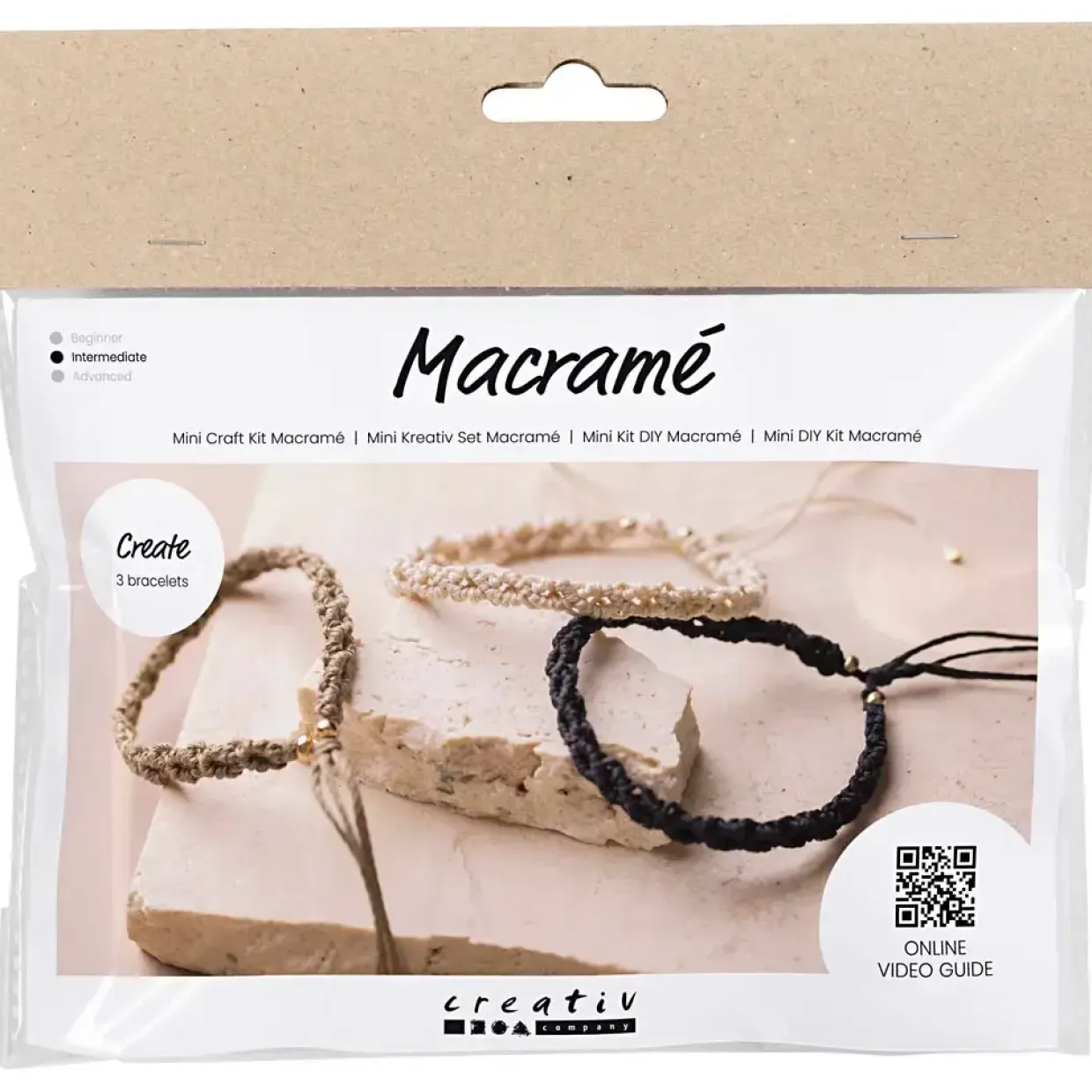 DIY Kit Mini Macramé Armbånd sort olivenbrun sand