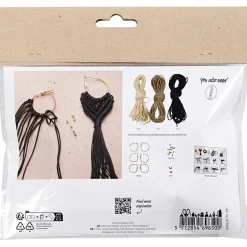 DIY Kit Mini Macramé Øreringe sort olivenbrun sand