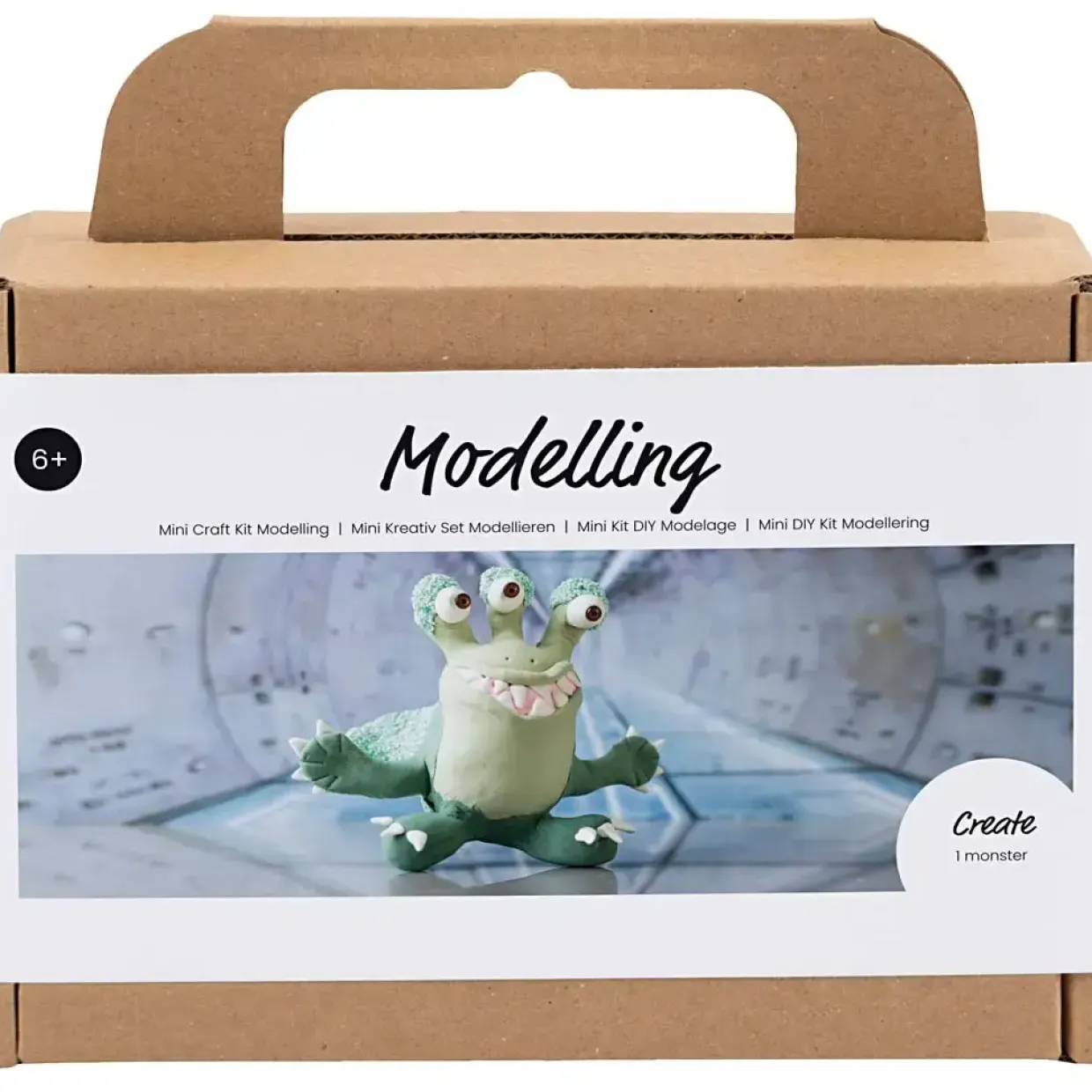 DIY Kit Mini Modellering Monster Lulu lys grøn, mørk grøn