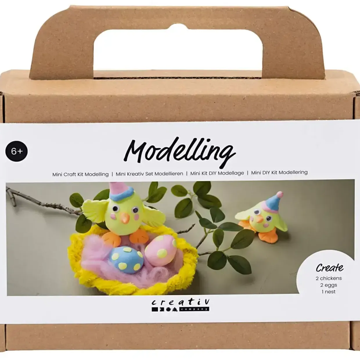 DIY Kit Mini Modellering Påskefamilie lys blå, orange, pastelpink, lys gul