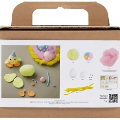 DIY Kit Mini Modellering Påskefamilie lys blå, orange, pastelpink, lys gul