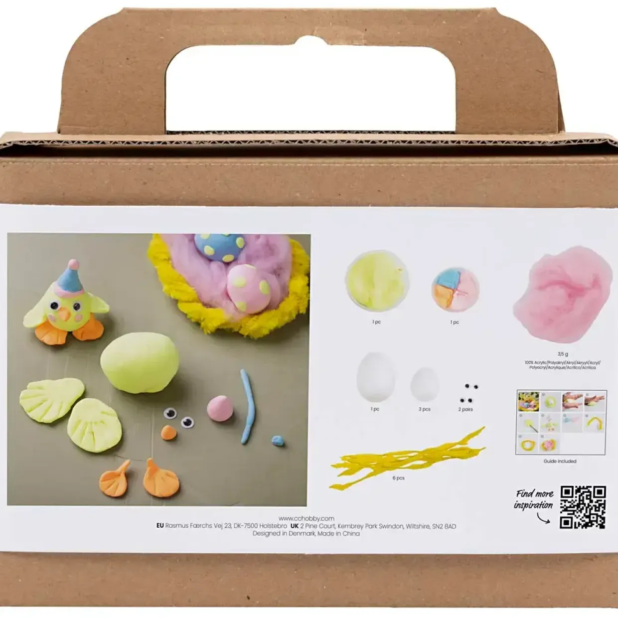 DIY Kit Mini Modellering Påskefamilie lys blå, orange, pastelpink, lys gul