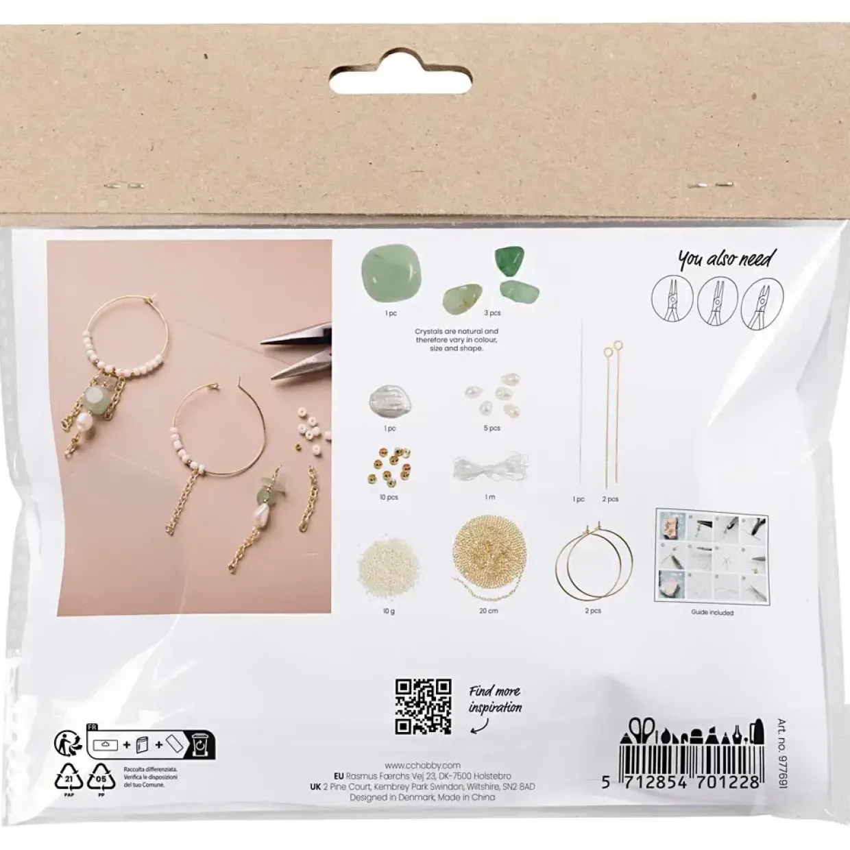 DIY Kit Mini Smykker Aventurinmix armbånd og øreringe