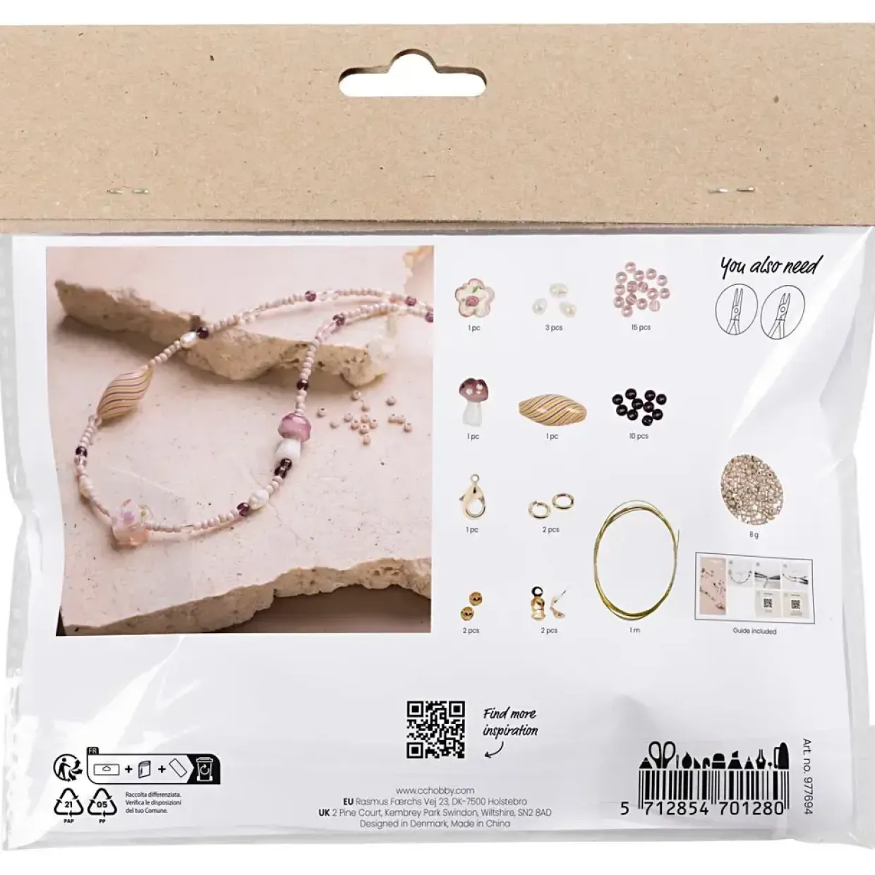 DIY Kit Mini Smykker Chunky halskæde rosa harmoni