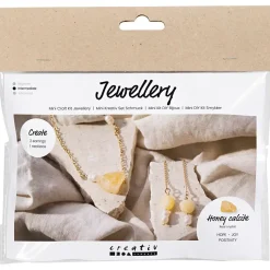 DIY Kit Mini Smykker Halskæde og øreringe med honning calcit