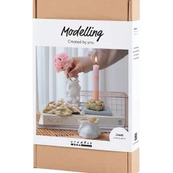 DIY Kit Modellering | Vaser og lysestager, beige, elfenben, råhvid | 1 pk.