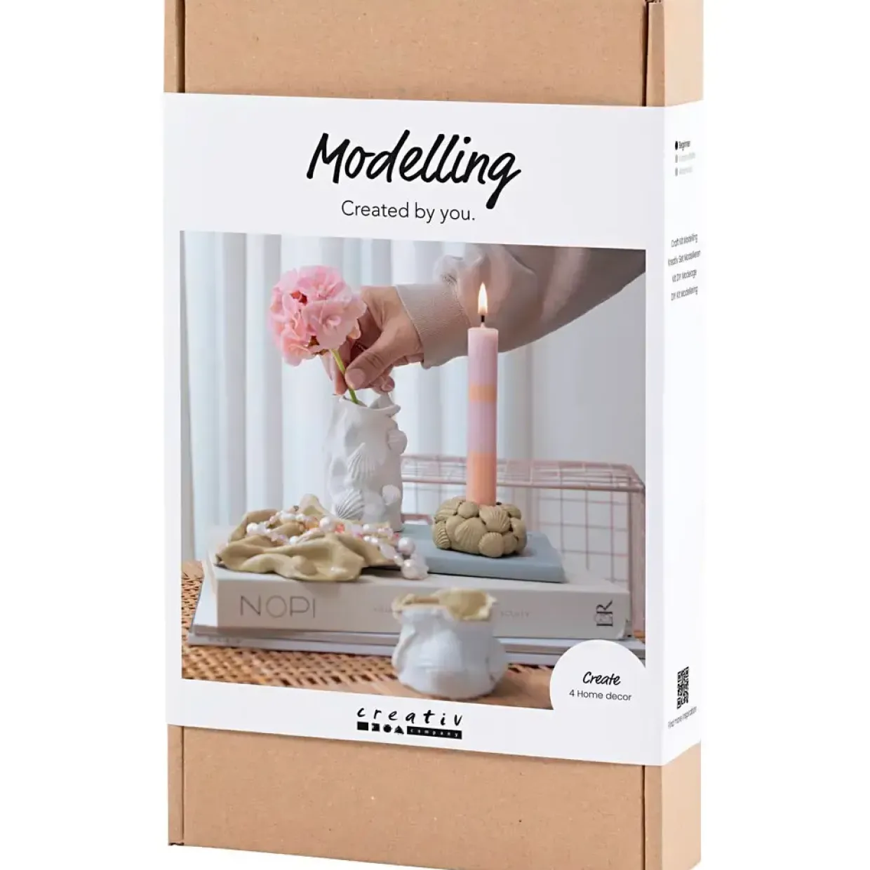 DIY Kit Modellering | Vaser og lysestager, beige, elfenben, råhvid | 1 pk.