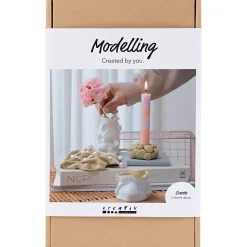 DIY Kit Modellering | Vaser og lysestager, beige, elfenben, råhvid | 1 pk.
