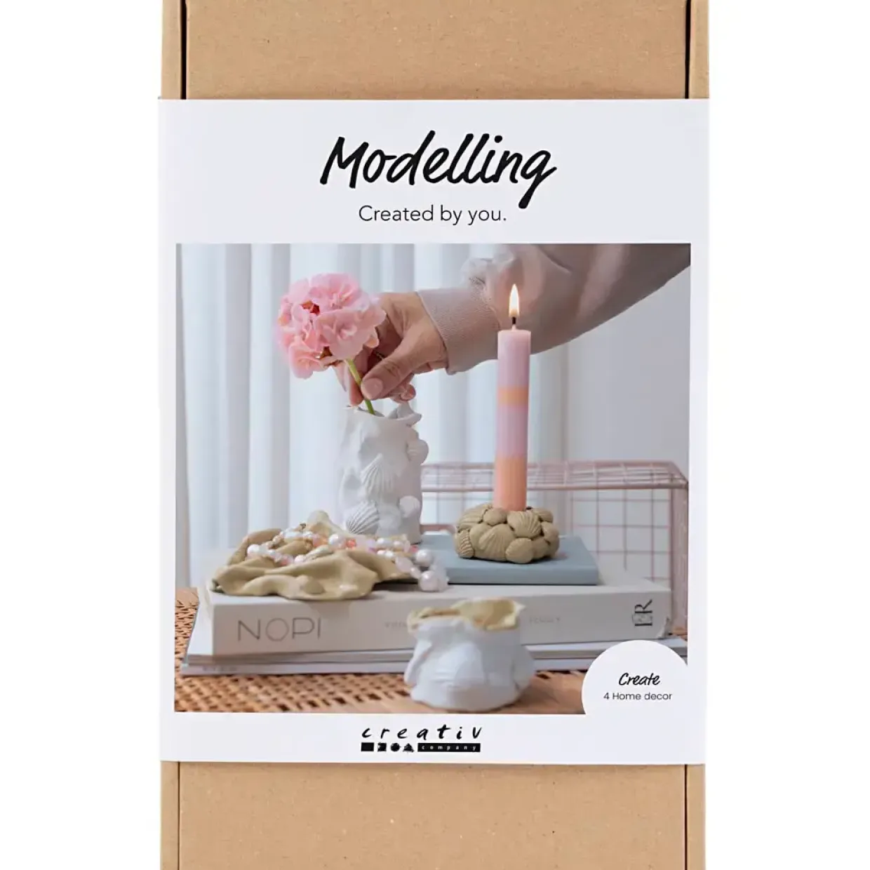 DIY Kit Modellering | Vaser og lysestager, beige, elfenben, råhvid | 1 pk.