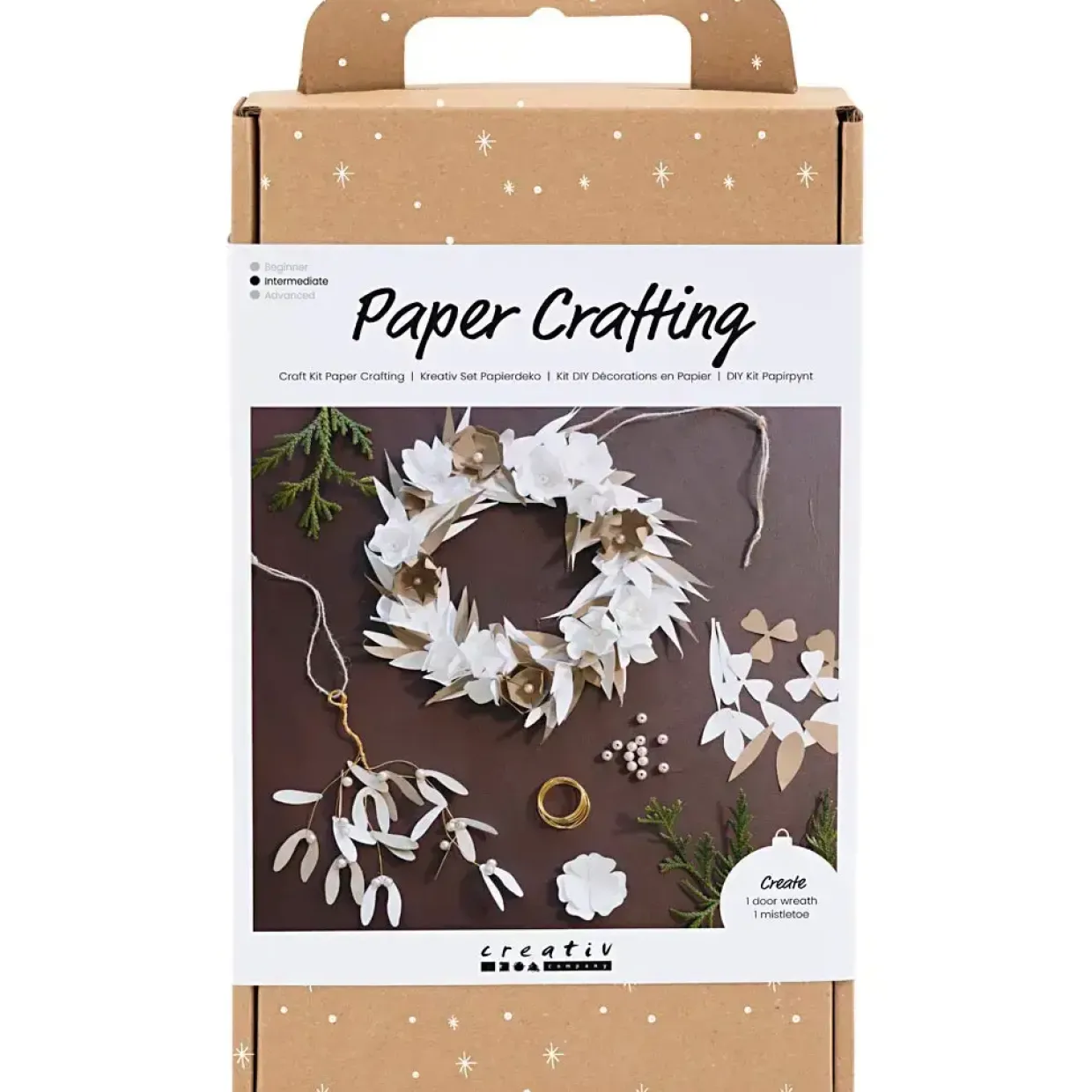 DIY Kit Papirpynt, Krans, hvid, lys natur