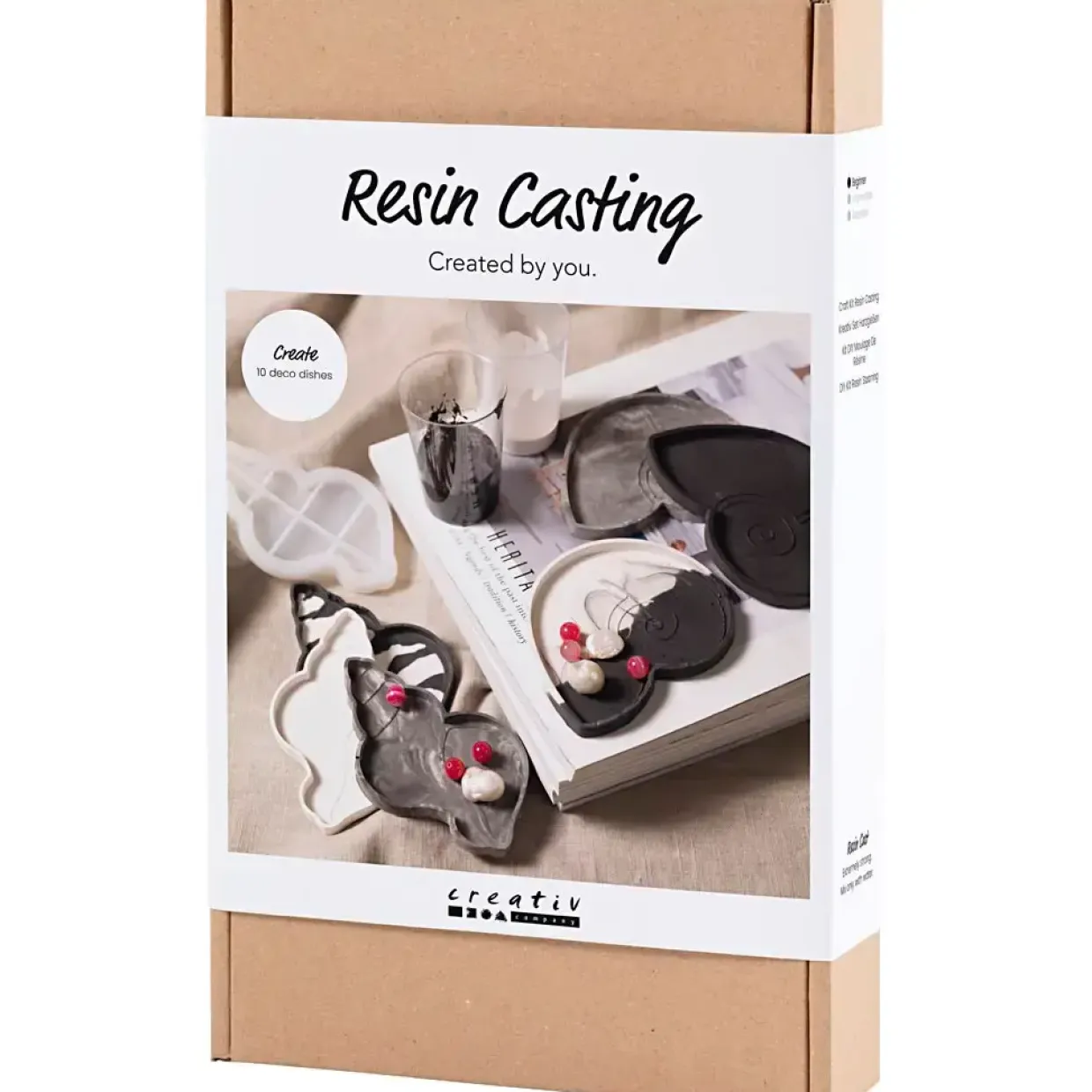 DIY Kit Resin Støbning, Konkylie, sort, hvid - 1 pk