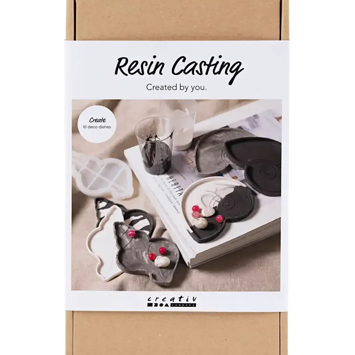 DIY Kit Resin Støbning, Konkylie, sort, hvid - 1 pk