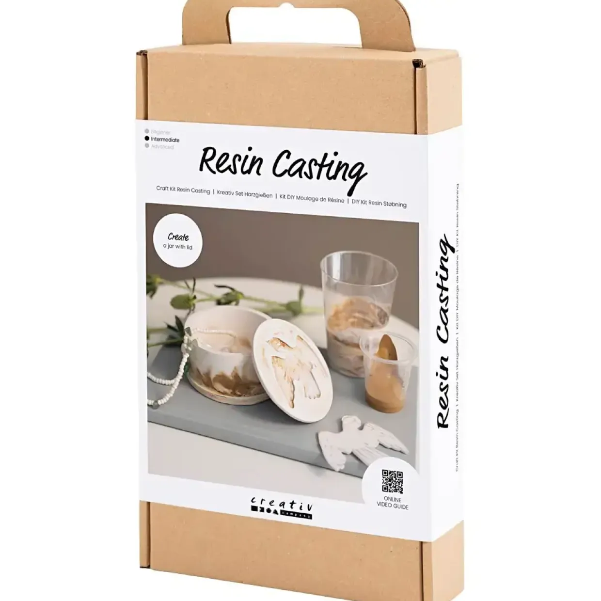DIY Kit Resin Støbning, Krukke med låg, beige, off white