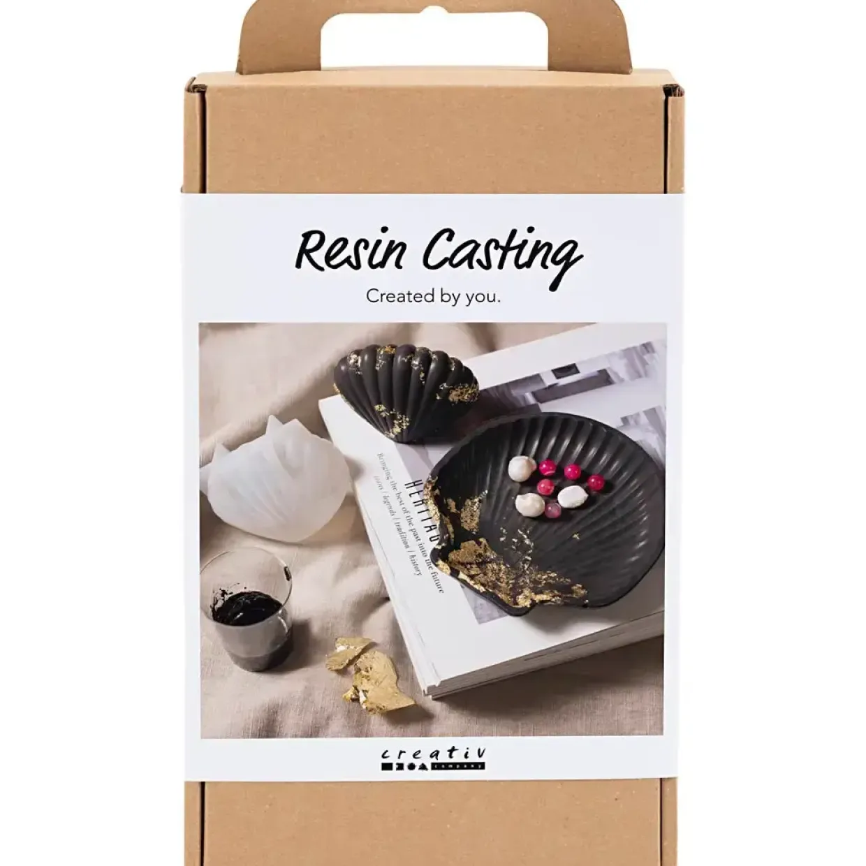 DIY Kit Resin Støbning, Musling, sort, guld - 1 pk