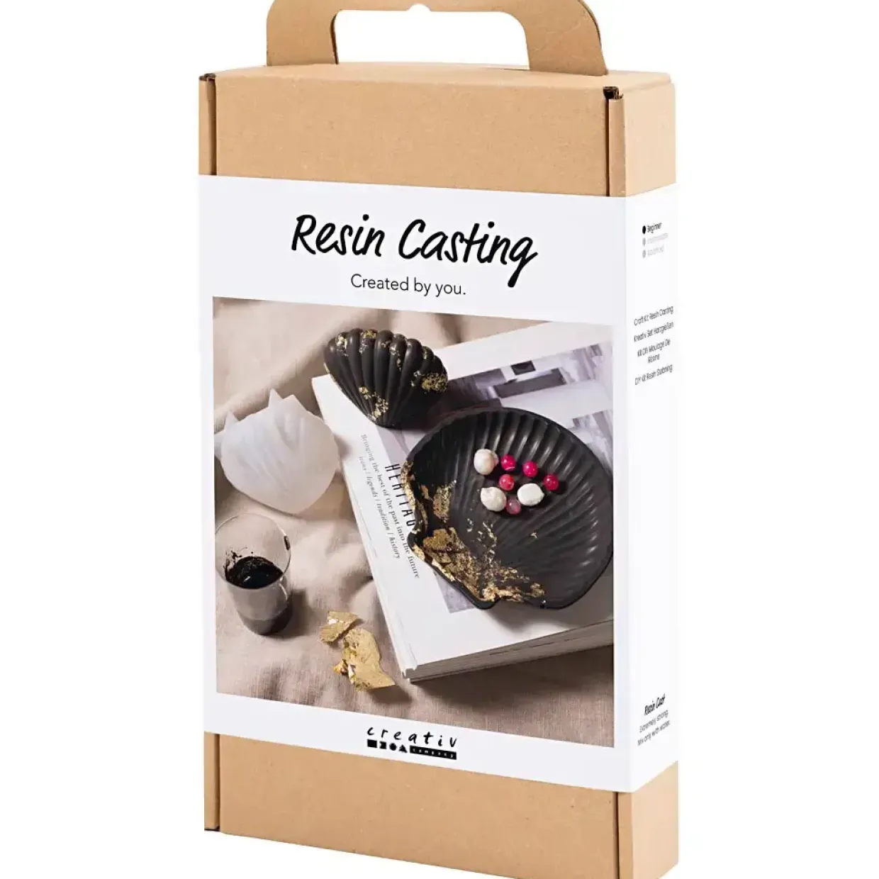DIY Kit Resin Støbning, Musling, sort, guld - 1 pk