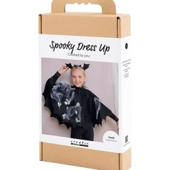 DIY Kit Spooky Udklædning, Flagermuskappe- og hårbøjle, sort, sort glitter, 1 pk.